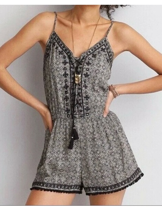 American Eagle Outfitters Pants - American Eagle Boho Black and White Romper Size Small
